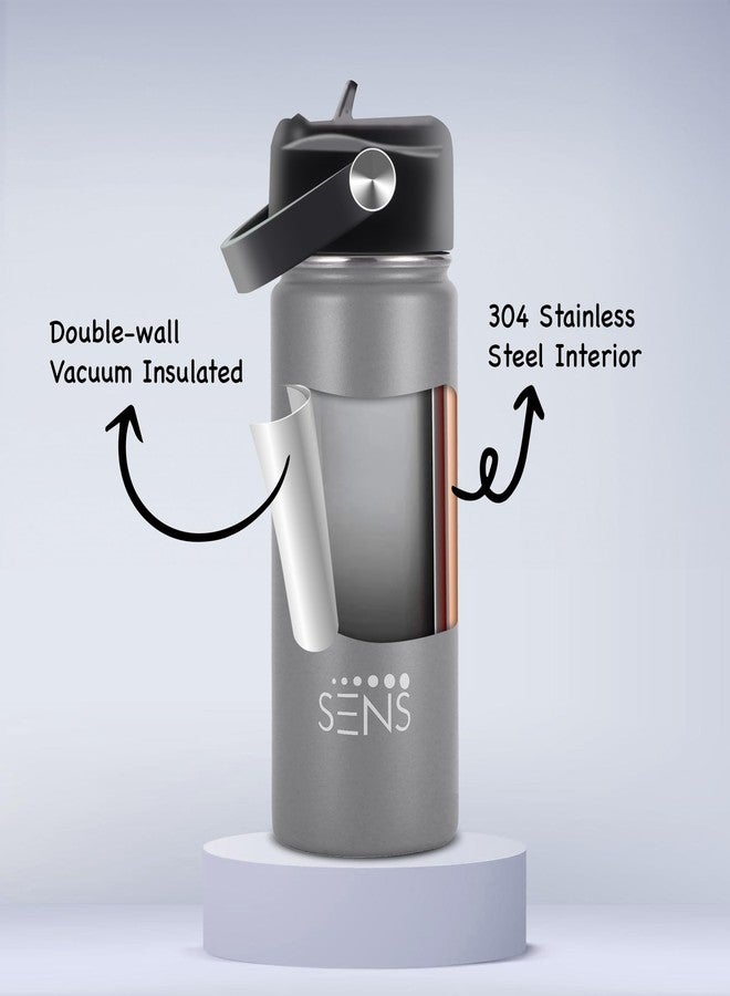 SENS Hydra Metallic Stainless Steel Sipper 500ml Water Bottle Hot or Cold up to 24 Hours | Leak Proof, BPA Free, Eco-Friendly | Travel | Office | Home | Grey - Image 2